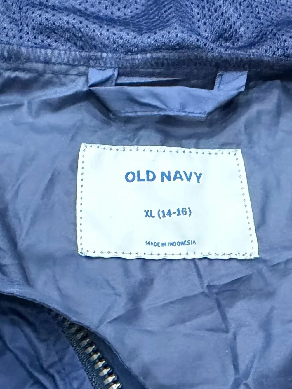 Old Navy Boys Windbreaker Jacket Size XL 14-16 Navy Yellow Colorblock Hooded Zip